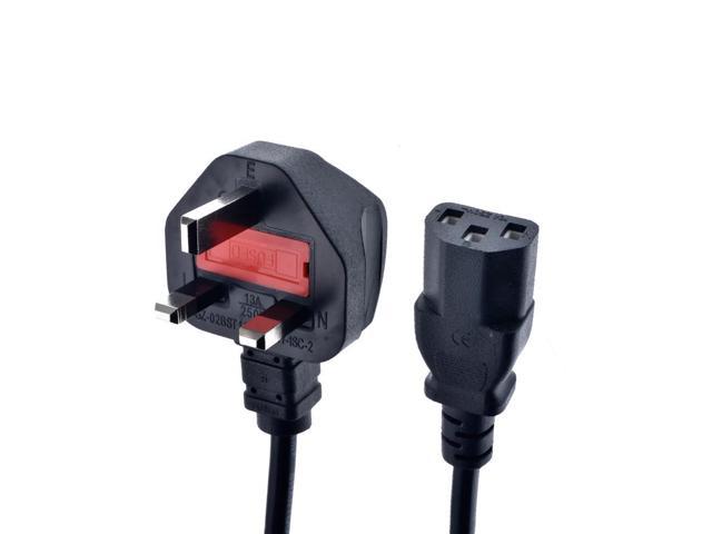 UK To IEC C13 Kettle Power Extension Cable 1.5m For PC Computer Monitor Printer 3D Printer TV AC Power Cord With Fuse Black