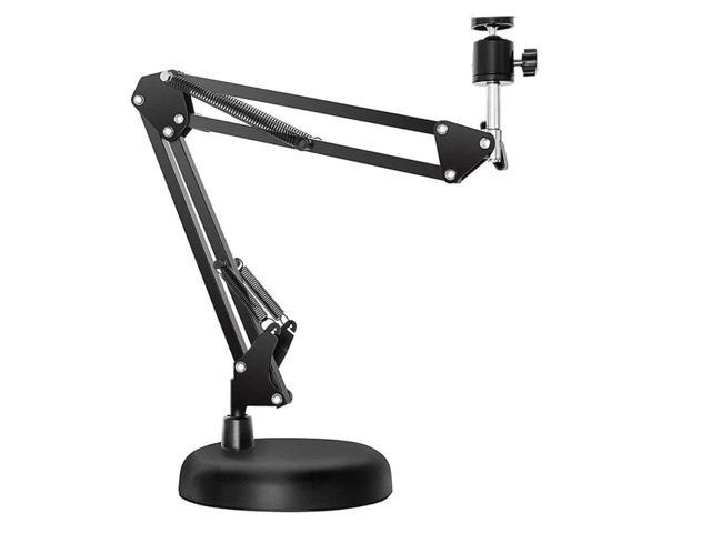 Webcam Stand For Desktop Suspension Boom Scissor Arm Stand With Upgraded Round Base, For Logitech Webcam