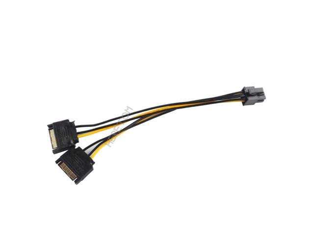 20cm Sata Power To 6 pin Graphics Power Supply Dual Sata Power Cord 15 pin Male M to PCI-e 6 Pin Female Video Card Power Cable