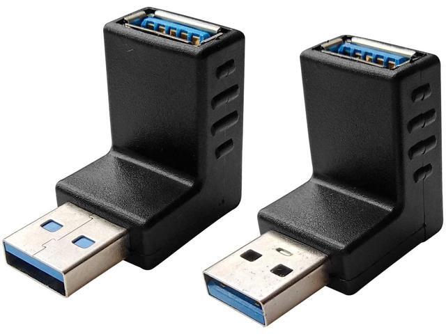 USB 3.0 Male to Female 90 Degree Right Angle Extension Adapter, USB Upward and Downward Connector