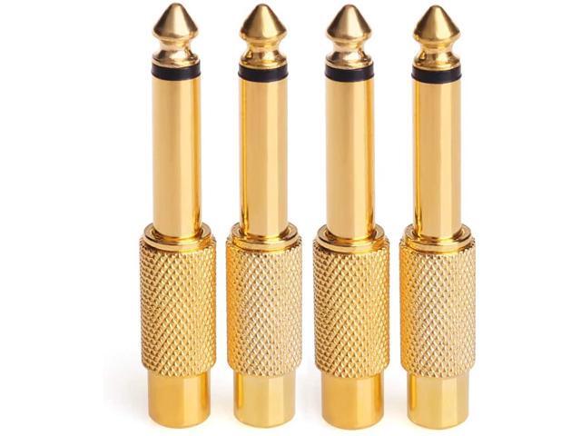 RCA to 1/4 Adapter RCA Female to 6.35mm 1/4 inch Male Mono TS Interconnect Audio Adapter Conversion Plug Adaptor 4 Pack