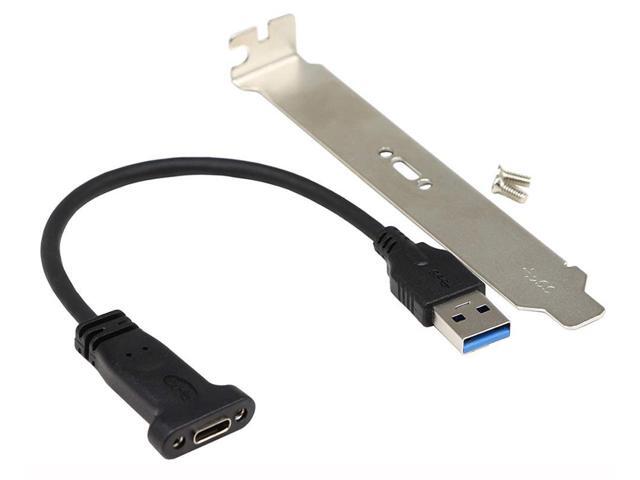 USB A 3.0 to USB C Front Panel Header Cable, USB A 3.0 Male to USB Type C FemalePanel Mount Extension Cable Data Sync and Chargi