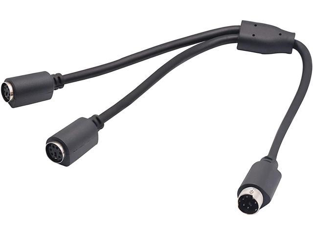 PS 2 Splitter 6 pin Mini Din Male Plug to 2 x Female Sockets Cable Mouse/Keyboard Y Splitter Cable- PS/1 (M) to PS/2 (F) 30cm