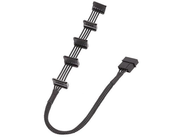 1 Pcs Practical Durable PC Server 4 pins IDE Molex 1 to 5 SATA Power Cable Adapter Splitter Cables 18AWG Black 40cm