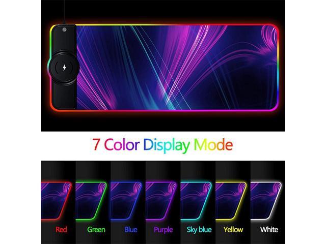 Wireless Charging Mouse Pad Large RGB Gaming Keyboard Mat LED Light Rubber Surface Game Non-Slip Base Dirt-resistant 15W O06 21