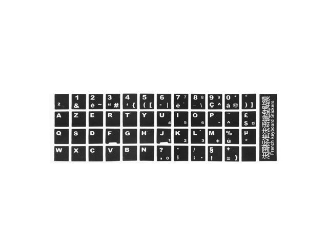 5* White Letters French Azerty Keyboard Sticker Cover Black for Laptop