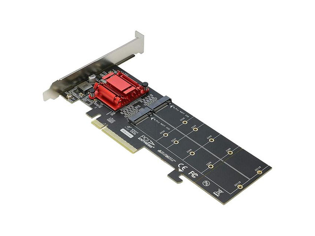 Dual NVMe PCIe Adapter,M.2 NVMe SSD to PCI-E 3.1 X8/X16 Card Support M.2 (M Key) NVMe SSD 22110/2280/2260/2242