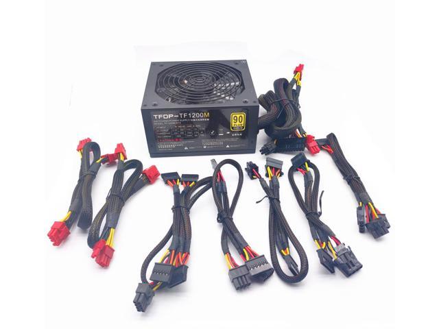 1200W PC Power Source Supply 1000W SEMI-MODULAR POWER SUPPLY 110V 220V Gaming Game Computer Components Desks Power Mining Mute