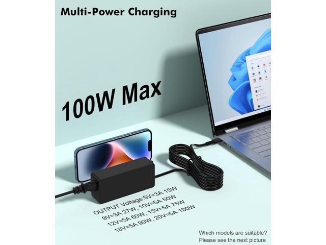 USB-C-Laptop-Charger - 100W USB C Charger, Fast Charging for Lenovo, ThinkPad, HP, Asus, Acer, MacBook, MSI, Dell Computer Tablet Chargers Adapters...