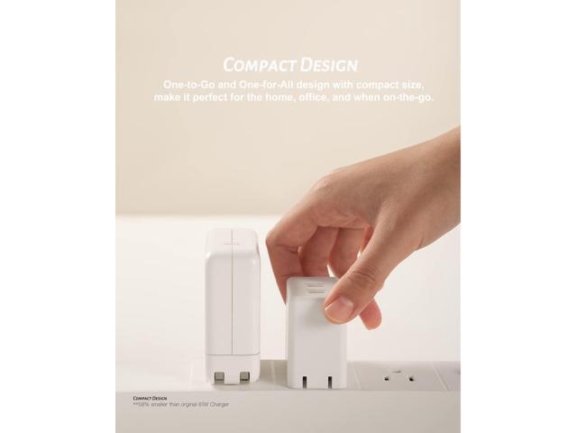 USB C Charger 65W, (GaN 65W), PPS Fast Charger Adapter, Dual USB C Ports Foldable Compact Charger for MacBook Pro/Air, iPad Pro, Google Pixelbook,...