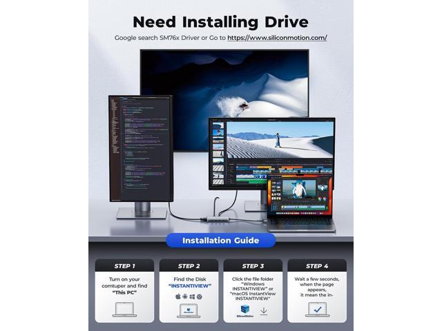 GIISSMO USB Docking Station, USB C Hub USB 3.0 to Dual HDMI VGA Adapter Triple Display USB C Laptop Docking Station Dual Display for MacBook...