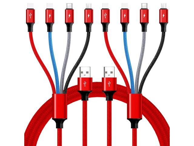 Multi Charging Cable,10Ft 2Pack Multi Fast Charging Cord, Braided Universal 4 in 1 Charger Cable, Long Multiple USB Cable Adapter IP/Type C/Micro...