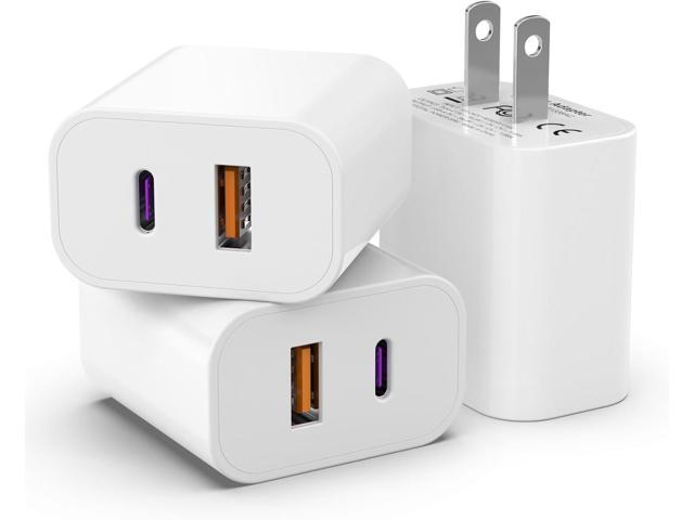 3Pack USB C Charger Block, iGENJUN 20W Dual Port QC + PD 3.0 Power Adapter Wall Charger Fast Plug Charging Brick for Phone 17/16/15/14/13 Pro,...