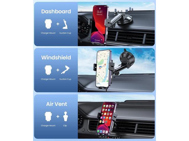 Wireless Car Charger, MOKPR 15W Fast Charging Auto-Clamping Car Mount Universal Hands-Free Car Charger Mount for Dash Windshield Air Vent...