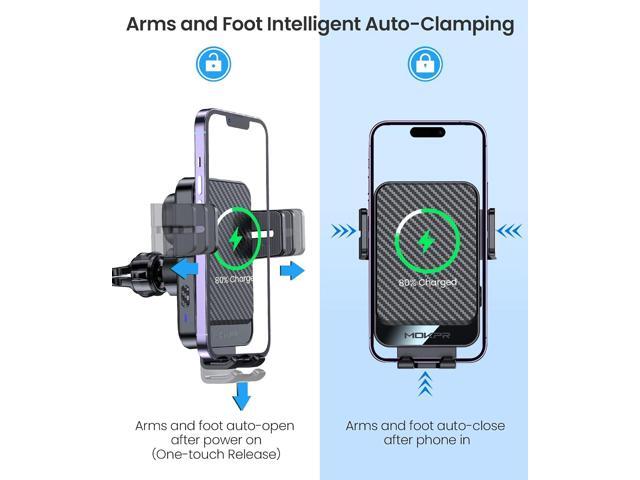 Wireless Car Charger, MOKPR 15W Fast Charging Auto-Clamping Car Mount Universal Hands-Free Car Charger Mount for Dash Windshield Air Vent...