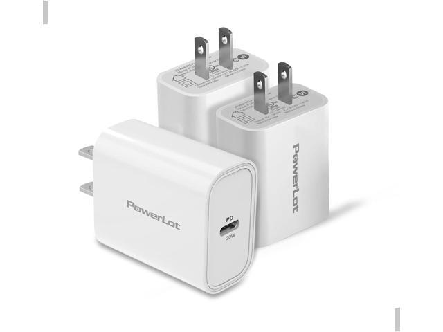 USB C Charger Block, PowerLot [3 Pack] PD 20W USB-C Power Adapter USB-C Fast Wall Charger for iPhone 15/15 Pro/ 15 Pro Max/ 15 Plus/ 14/13/ 12/11/...