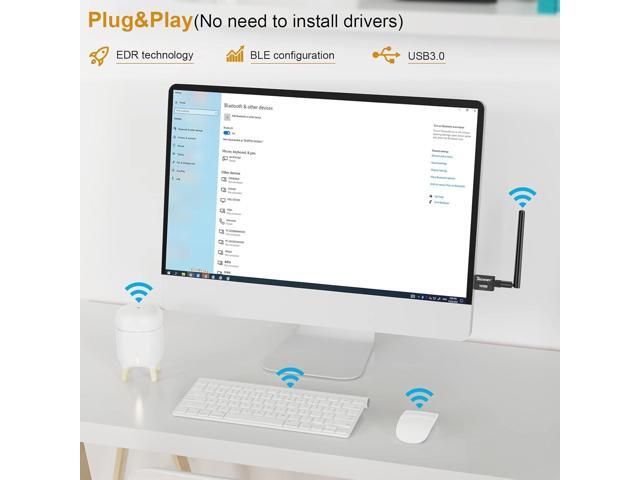 Long Range USB Bluetooth 5.3 Adapter for Desktop PC - 328FT Wireless Transfer for Mouse, Keyboard, Headphones - Win11/10/8.1 Support