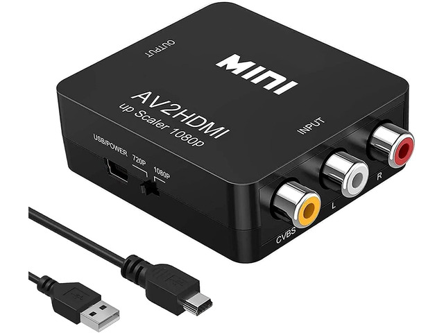 RCA to HDMI Converter, 1080P Mini RCA Composite CVBS AV to HDMI Video Audio Converter Adapter for PC Xbox PS4 PS3 VHS VCR DVD TV STB Support...