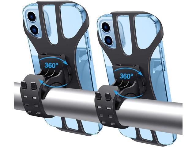 Bike Phone Mount, 2 Pack Universal Motorcycle Phone Mount 360° Rotatable Adjustable Bike Phone Holder Compatible for iPhone 13/12/11 and More 4.5'...