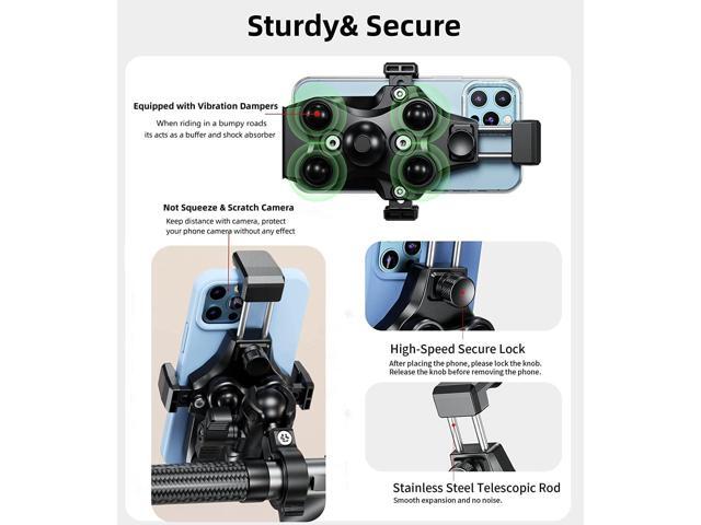 Kewig Motorcycle Phone Mount- [Vibration Dampener] [High-Speed Secure Lock] Motorcycle Cell Phone Holder, Bike Phone Handlebar Mount for iPhone...