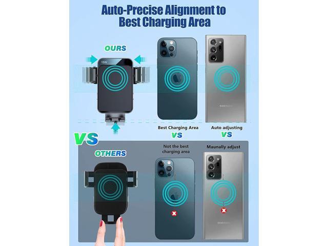 Wireless Car Charger, MOKPR 15W/10W/7.5W Cup Holder Phone Mount, Auto Clamping Fast Charging Car Mount, Air Vent Phone Holder for iPhone 16...