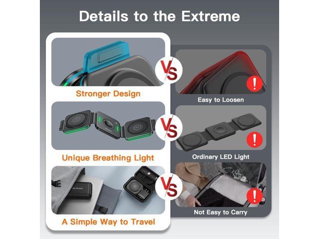 3 in 1 Charging Station for Apple,Magnetic Foldable Charger for Travel,Wireless Charger Pad for iPhone 16/15/14/13/12/Pro/Max/Mini,AirPods...
