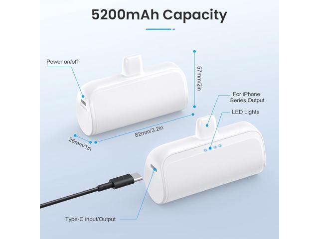 [2 Pack]Mini Portable Charger for iPhone 5200mAh,20W PD Fast Charging Power Bank for iPhone, Ultra-Compact Battery Pack Travel Portable Phone...