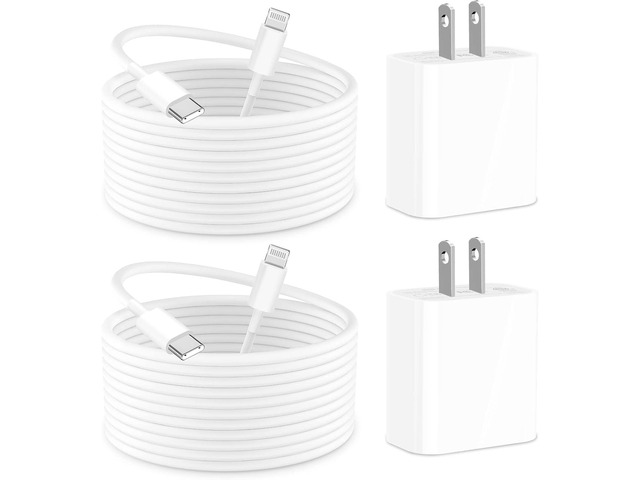 MFi CertifiediPhone 14 Charger Fast Charging, Rombica 2Pack 20W PD USB-C Power Wall Charger Adapter with 6FT Type-C to Lightning Cable Compatible...