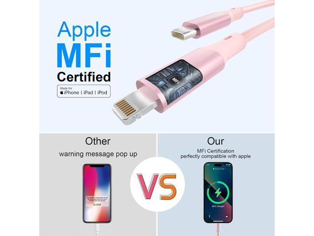 Coiled iPhone Lightning Cable Apple Carplay Cord, MFi Certified 3FT USB C to Lightning Car Charger Cable Pink Short Curly with Data Sync, for...