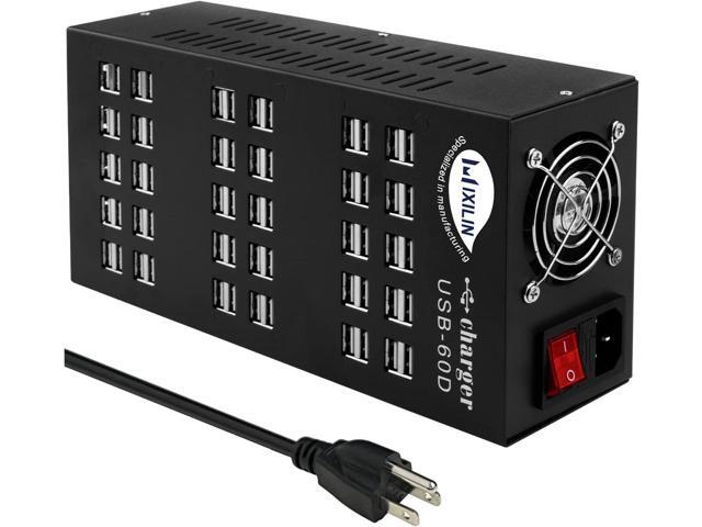 USB Charging Station, Cinlinso 60 Port 300W/60A,Intelligent Protection,MultiPort USB Charger Station for Smartphone Tablets School Hotel