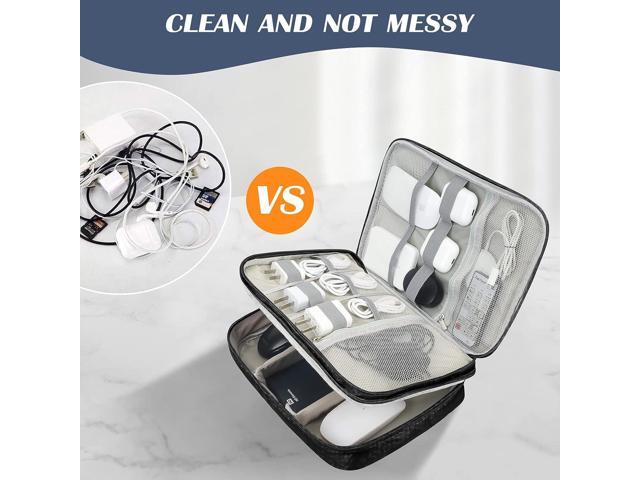 C Large Electronic Organizer, Double Layer Portable Waterproof Travel Cable Organizer Bag Pouch for Electronics Accessories, Travel Storage Bag for...