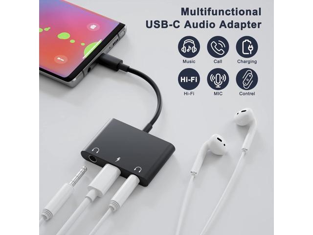 UWECAN USB C Headphone Adapter,3 in 1 USBC to 3.5mm Dual Headphone Jack Adapter for Stereo,USB-C Audio Adapter with Type-c Fast Charging...