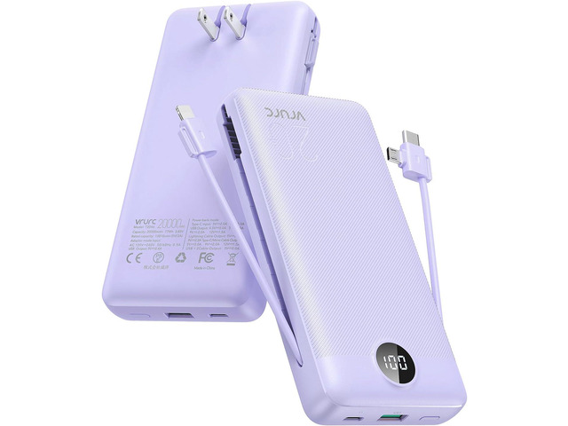 VRURC Portable Charger 20000mAh, Fast Charging Power Bank USB C,4 Output 2 Input Travel Essentials Charging Bank Equipped with LED Display,Built-in...