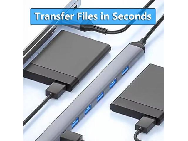 USB C Hub 3.0, USB C Multi-Port Adapter for MacBook Pro, 7-Port USB C to USB Hub Adapter for Compatible with iPhone 15, Samsung Galaxy S23, iPad...