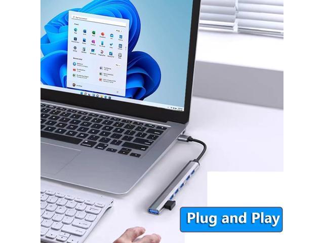 USB C Hub 3.0, USB C Multi-Port Adapter for MacBook Pro, 7-Port USB C to USB Hub Adapter for Compatible with iPhone 15, Samsung Galaxy S23, iPad...