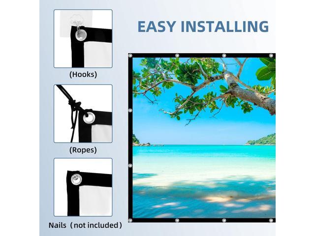 200 inches Projector Screen,HUANYINGBJB 4K 16:9 HD Rear Front Projector Screen Foldable Projection Screen Double-Sided Portable Outdoor Projector...
