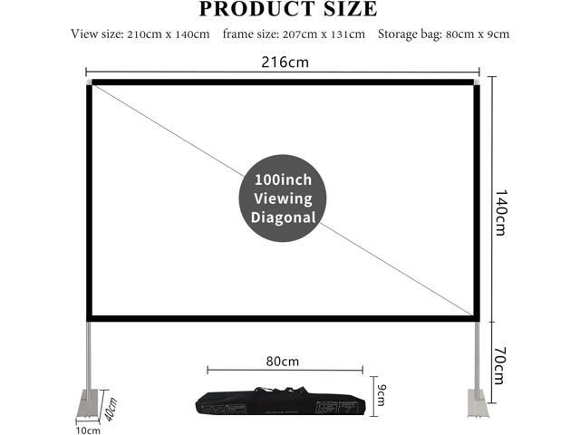 Projector Screen with Stand 100 inch 16:9 HD 4K Outdoor Projector Screen for Home Theater 3D Fast-Folding Portable Projection Screen Indoor Legs...