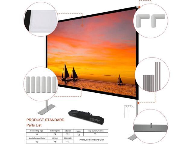 Projector Screen with Stand 100 inch 16:9 HD 4K Outdoor Projector Screen for Home Theater 3D Fast-Folding Portable Projection Screen Indoor Legs...