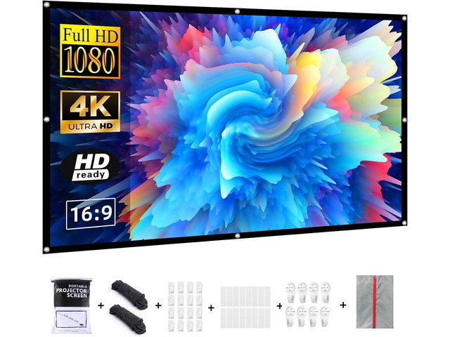 VERCORKIN Projection Screen 72 inch Portable Projector Screen 16:9/Foldable/Anti-Crease,Double Sided Projection Screen for Indoor Outdoor Movie...
