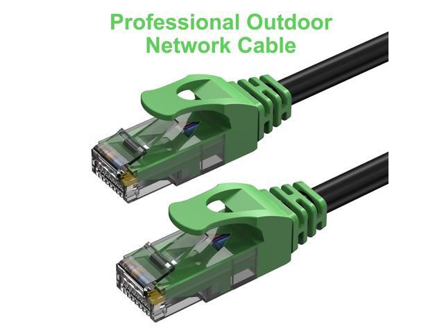 30FT Cat6 Outdoor Ethernet Cable, In-Ground, Heavy Duty Direct Burial, 24AWG CCA Patch Cord for Laptops, PCs, Routers, Printers, Surveillance...