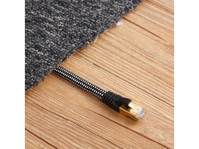 Cat 8 Ethernet Cable, Nylon Braided 50ft CAT8 High Speed Professional Gold Plated Plug STP Wires CAT 8 RJ45 Ethernet Cable (Black 50ft)