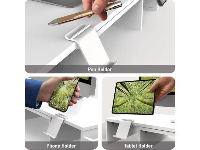 Simple Houseware Desk Dual Monitor Stand Riser with Drawer, White