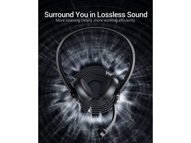 USB Headset with Microphone for PC Laptop - Wired Computer Headphones with Noise Cancelling Microphone for Home Office Online Class Skype Zoom...