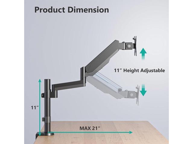 WALI Single Monitor Mount, Computer Monitor Stand for Desk Fits 13-32 Inch, Monitor Arm Desk Mount Hold up to 17.6lbs,Gas Spring Arm Full...