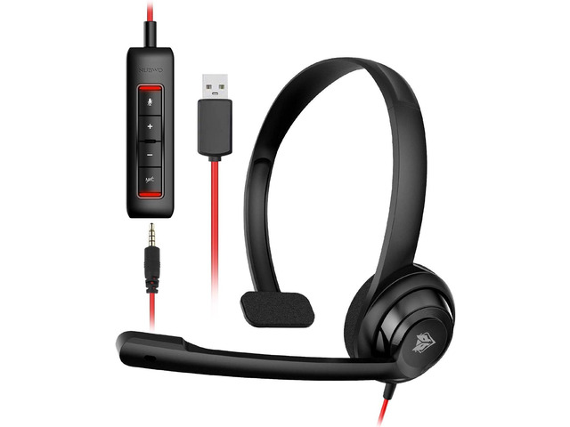 NUBWO HW02 USB Headset with Microphone,Work Headset with Mic & in-line Control, Super Light, Ultra Comfort Computer Headset for Laptop pc, On-Ear...