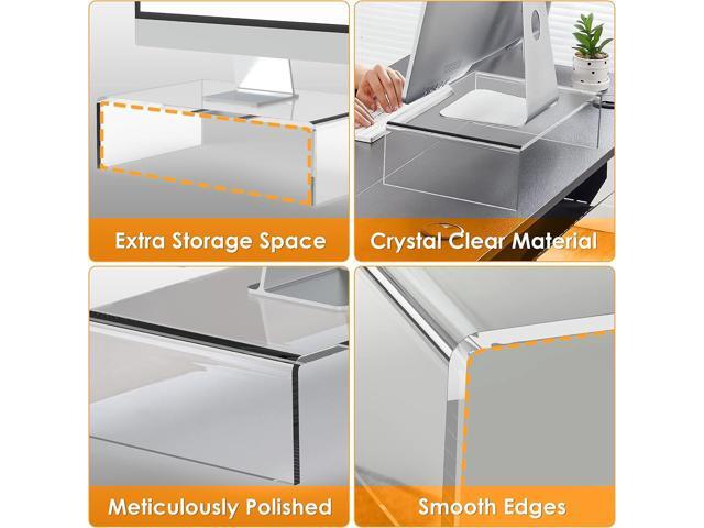 Acrylic Monitor Stand Riser Clear Computer Monitor Stand for Laptop PC Printer Computer Riser Acrylic Tray