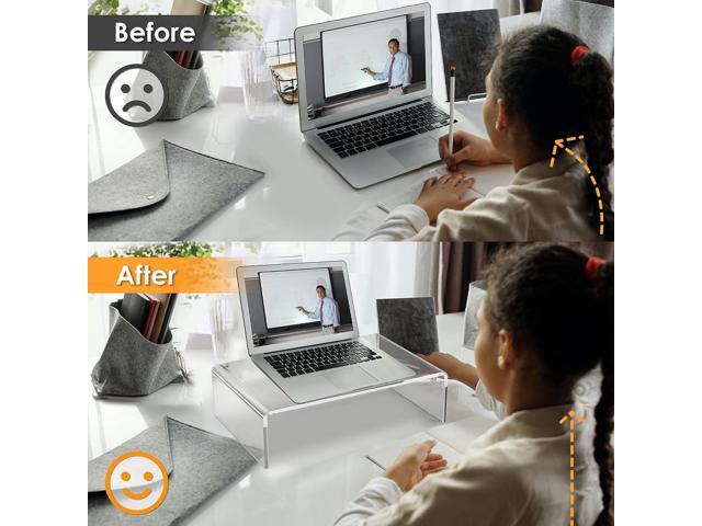 Acrylic Monitor Stand Riser Clear Computer Monitor Stand for Laptop PC Printer Computer Riser Acrylic Tray