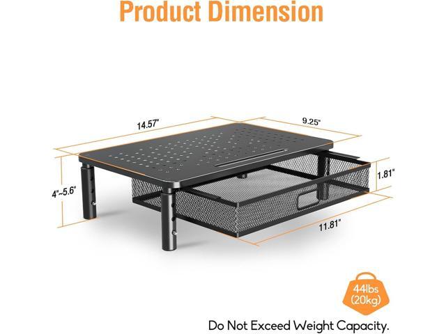 ELIVED 2 Pack Monitor Stand Riser with Drawer, 3 Height Adjustable with Larger Storage Space for Home and Office Supplies, Metal Desktop Stand for...