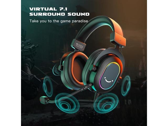 FIFINE Gaming Headset for PC-Wired Headphones with Microphone-7.1 Surround Sound Computer USB Headset for Laptop, Streaming Headphones on PS4/PS5,...