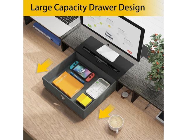 WESTREE Triple Dual Monitor Stand Riser with Drawer,Extra Large Adjustable for 2~3 Monitors,Solt for Phone & Tablet, Desktop Organizer Stand for...